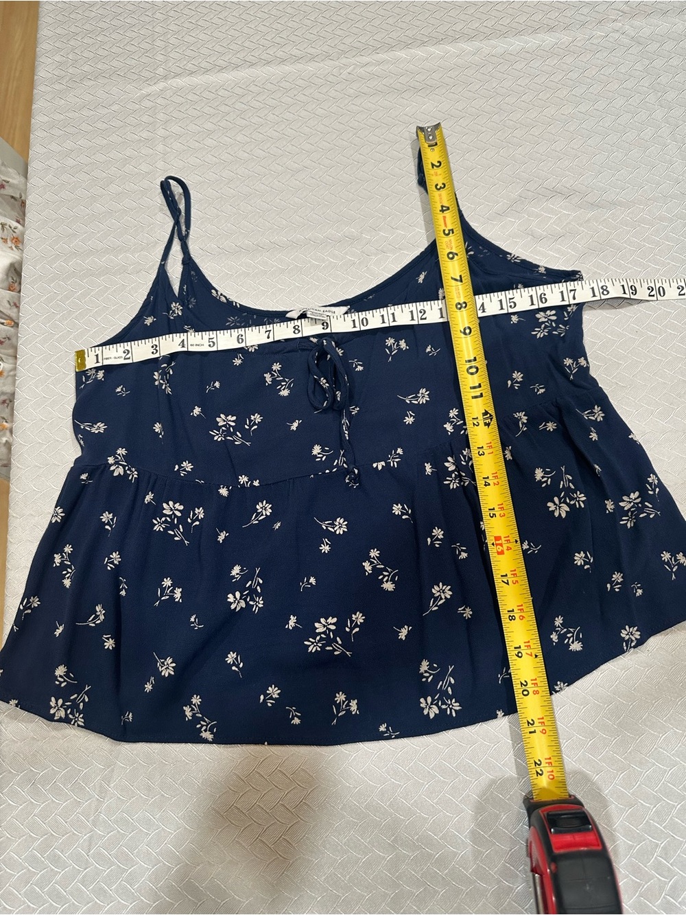 American Eagle Outfitters Navy Floral Tie-Front Peplum Cami